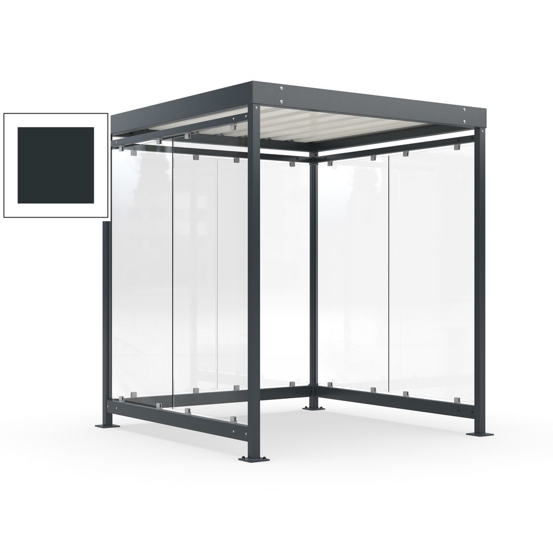 Raucherunterstand, Bushaltestelle, Bausatz, 6-7 Personen, 6 Wände, 2.510 x 2.165 x 2.165 mm (HxBxT), Achatgrau