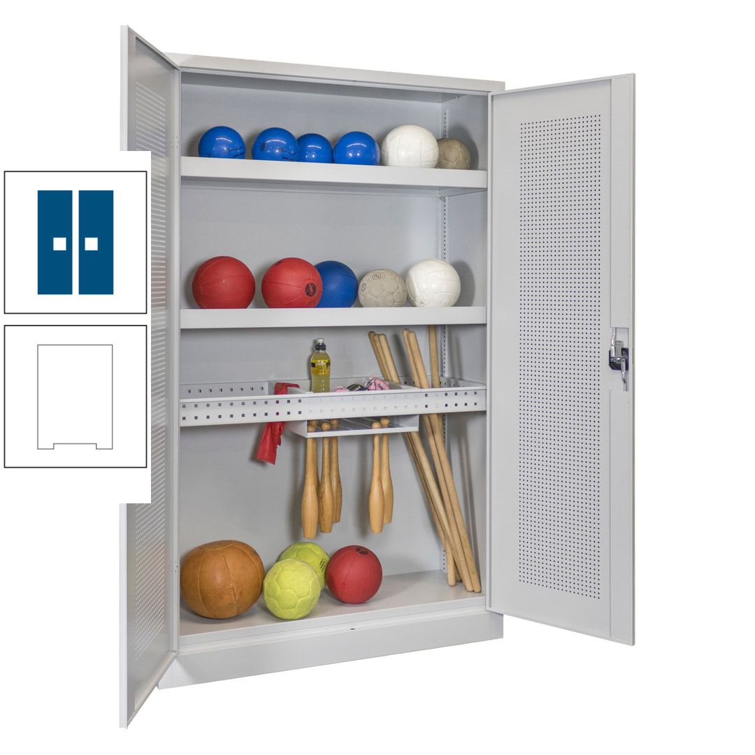 Sportschrank - Lochfeldtüren - Variante 2 - 1.950x1.200x500 mm (HxBxT) - anthrazitgrau