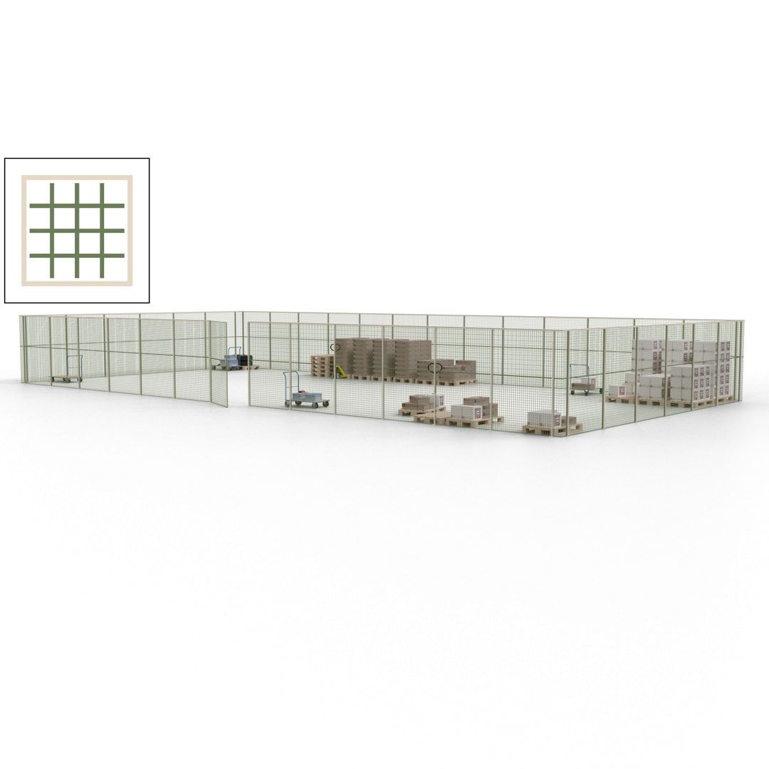 Maschinen Schutzgitter - Hallentrennwand - Sicherheitszaun - Tür - 57 m - 2.200 x 19.900 x 9.400 mm (HxBxT) - enzianblau