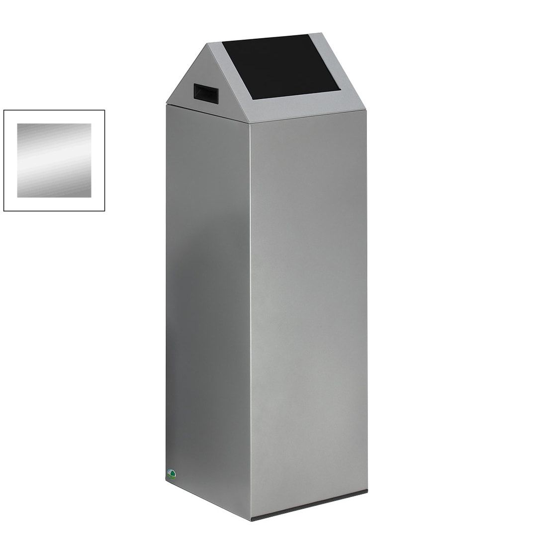 Selbstlöschender Wertstoffsammler - Kopfteil rund - 43 l - antik-silber/blau - Höhe 600 mm - Abfallbehälter