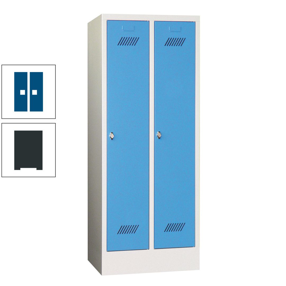 Spindschrank f. Schulen - mit Sockel - Höhe 1.600 mm - 2 Abteile a 300 mm - Drehriegel - anthrazitgrau