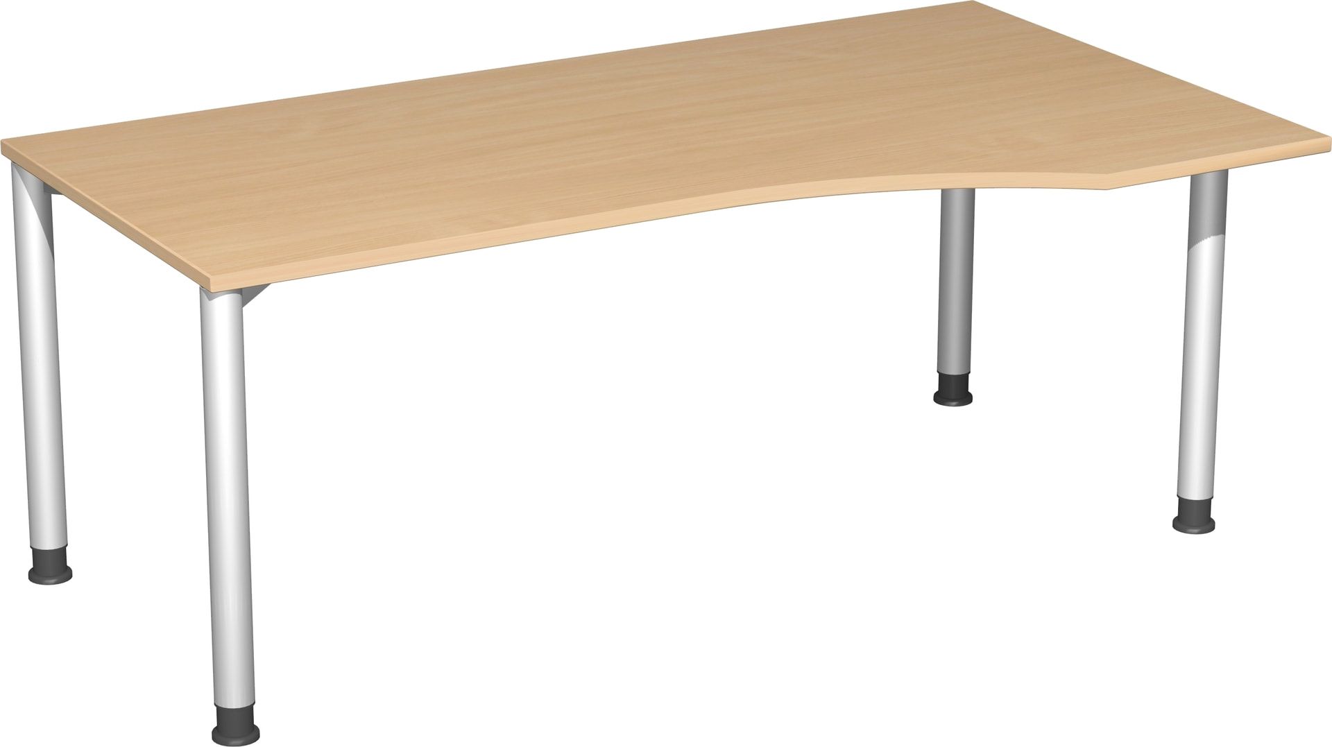Eckschreibtisch mit einseitig verkürzten Füßen, 4-Fuß Flex, Ecke rechts, Höhe 680-800 mm, 1.600 x 1.000 mm (BxT), Gestell anthrazit, Ahorn