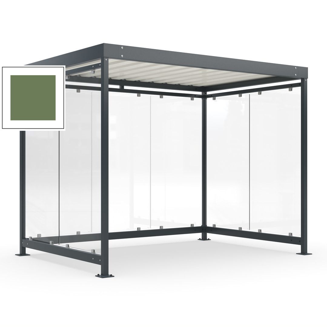 Raucherunterstand, Bausatz, Fahrgastunterstand, Bushaltestelle, 2.510 x 3.180 x 2.165 mm (HxBxT), 7 Wände, Achatgrau
