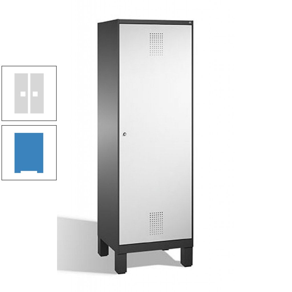Doppel-Spind, Garderobenschrank, 1 Tür für 2 Abteile a 300 mm, Korpus anthrazitgrau, Türen anthrazitgrau, 1.850 x 600 x 500 mm (HxBxT)