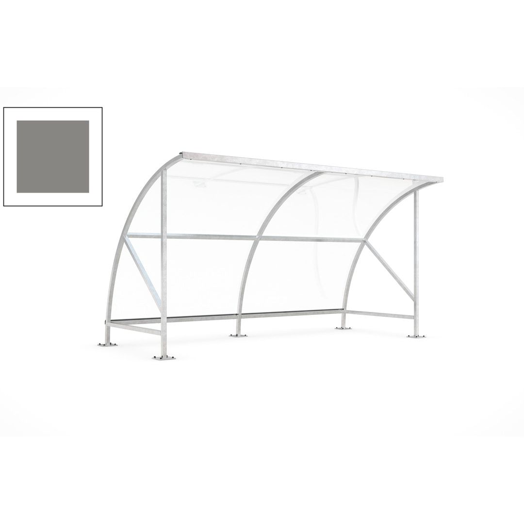 Fahrradunterstand - Fahrradgarage mit Bogendach - Stahl und Kunststoff - 2.290 x 4.130 x 2.100 mm (HxBxT) - Farbe Achatgrau