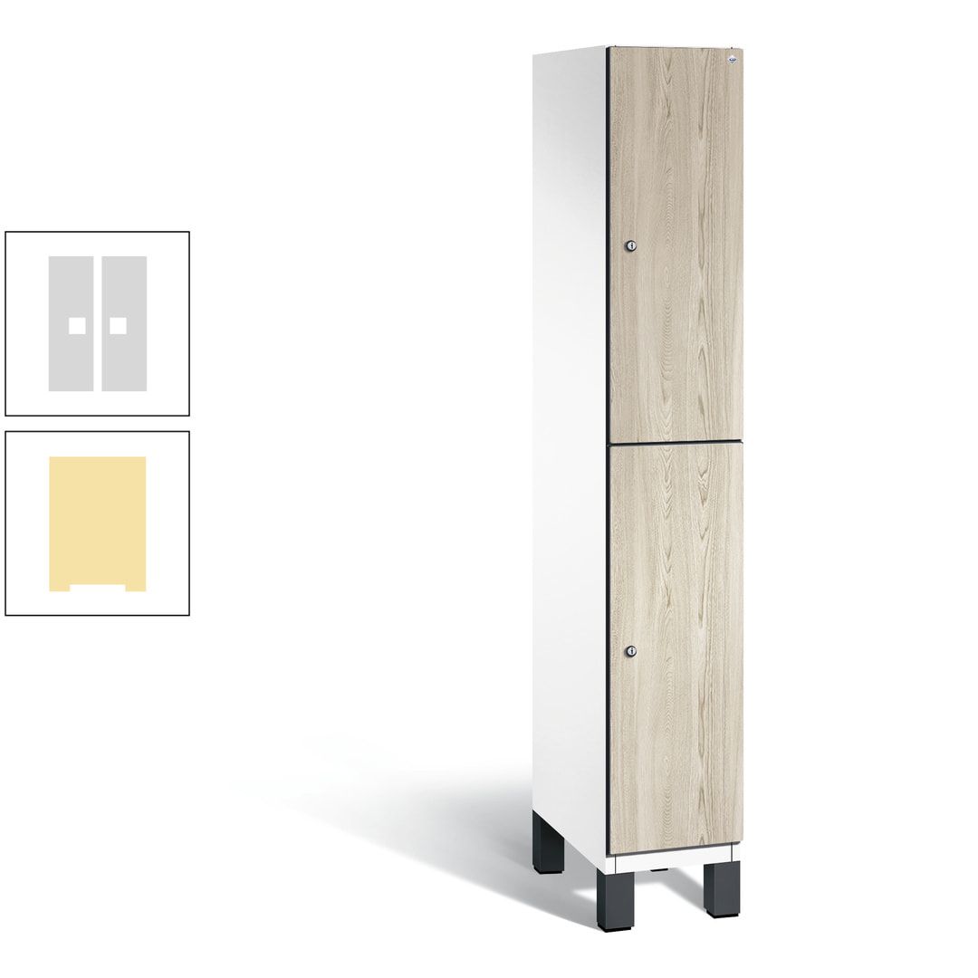 Fächerschrank, Garderobenschrank, mit Füßen, 1 Abteile, 1.980 x 300 x 525 mm (HxBxT), Korpus anthrazitgrau, Tür Donau-Ahorn