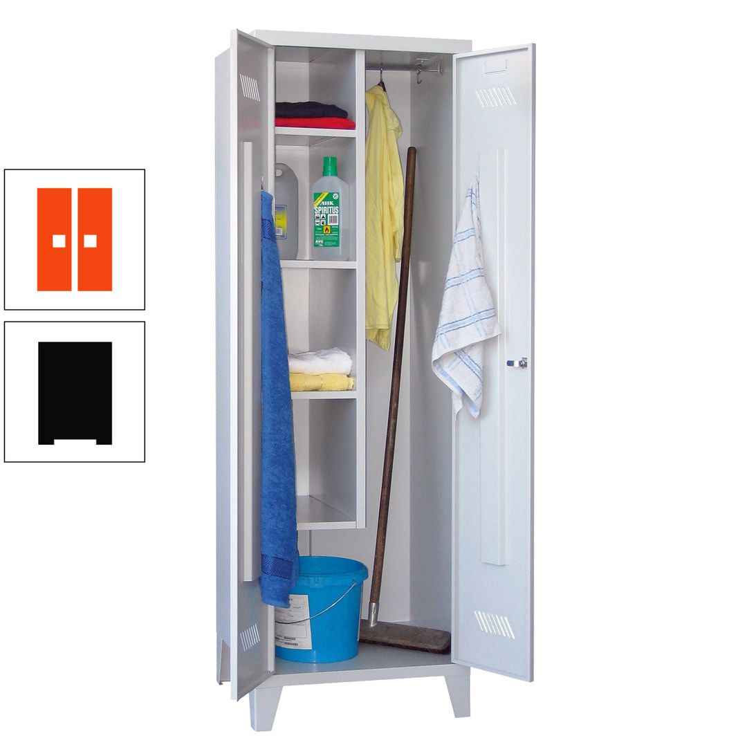 Putzschrank mit Füßen - 1 Abteil mit Trennwand - 1.850x600x500 mm (HxBxT) - Drehriegel - anthrazitgrau