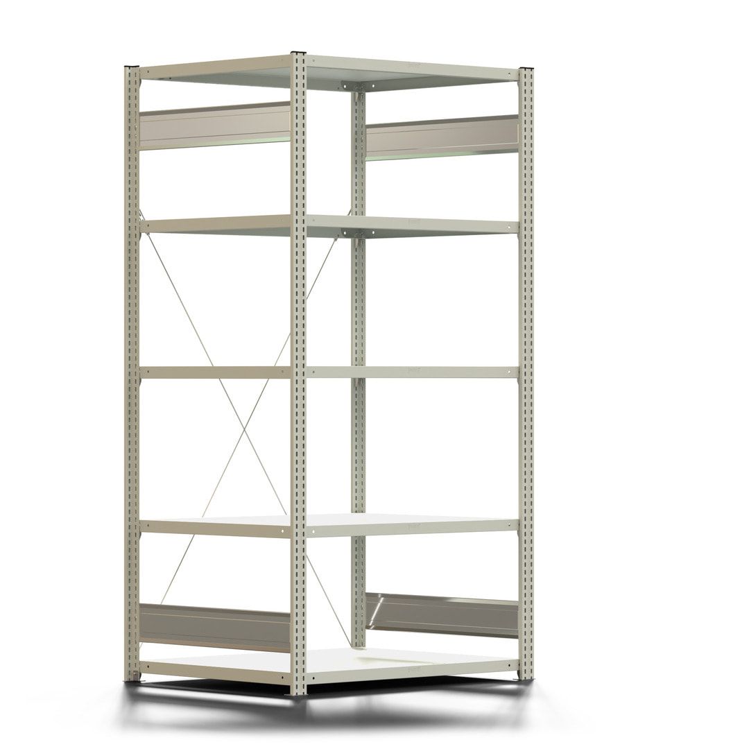 Fachbodenregal mit Tiefenriegel - 250 kg - 2.000 x 1.005 x 800 mm (HxBxT) - Anbauregal - lichtgrau - Lagerregal - Steckregal - BERT