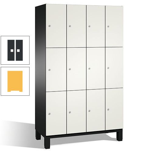 Fächerschrank, Stahlschrank, 12 Fächer, Türöffnungsbegrenzer, mit Füßen, Korpus lichtgrau, Tür anthrazitgrau, 1.980 x 1.200 x 525 mm (HxBxT)