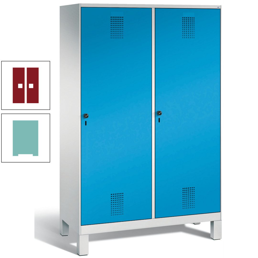 Doppel-Spind, Garderobenschrank, 2 Türen für 4 Abteile a 300 mm, Korpus anthrazitgrau, Türen anthrazitgrau, 1.850 x 1.200 x 500 mm (HxBxT)