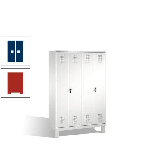 Doppel-Spind, Doppeltüren, Garderobenschrank mit Füßen, 4 Abteile a 300 mm, Korpus anthrazitgrau, Tür anthrazitgrau, 1.850 x 1.200 x 500 mm (HxBxT)