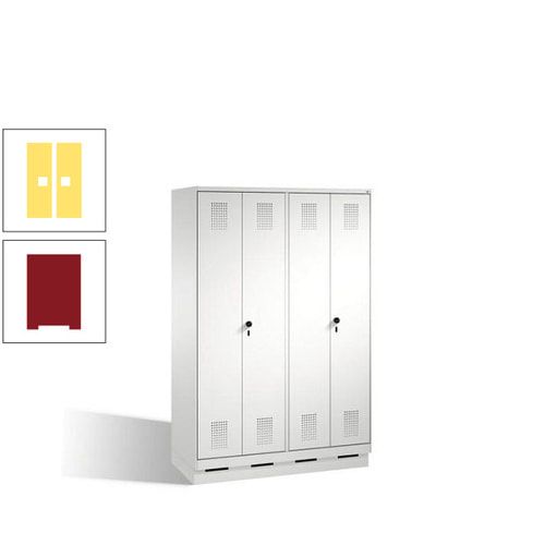 Doppel-Spind, Doppeltüren, Garderobenschrank mit Sockel, 4 Abteile a 300 mm, Korpus anthrazitgrau, Tür anthrazitgrau, 1.800 x 1.200 x 500 mm (HxBxT)
