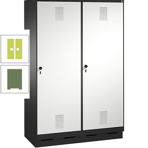 Doppel-Spind, Garderobenschrank, 2 Türen für 4 Abteile a 300 mm, Korpus anthrazitgrau, Türen anthrazitgrau, 1.800 x 1.200 x 500 mm (HxBxT)