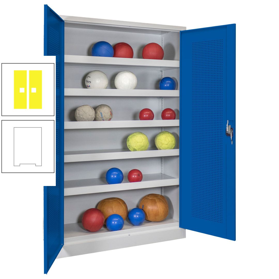 Ballschrank - Lochfeldtüren - 5 Böden - 1.950x1.200x500 mm (HxBxT) - anthrazitgrau