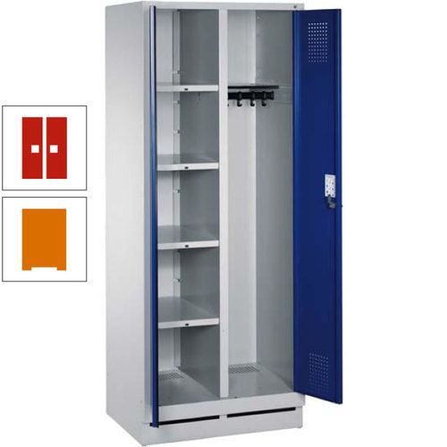 Mehrzweckschrank, Doppeltüren, Füße, 2 Abteile a 300 mm, Korpus anthrazitgrau, Tür anthrazitgrau, 1.800 x 600 x 500 mm (HxBxT)