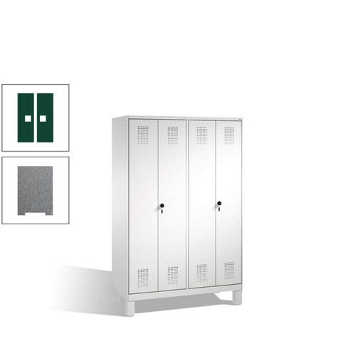Doppel-Spind, Doppeltüren, Garderobenschrank mit Füßen, 4 Abteile a 300 mm, Korpus anthrazitgrau, Tür anthrazitgrau, 1.850 x 1.200 x 500 mm (HxBxT)