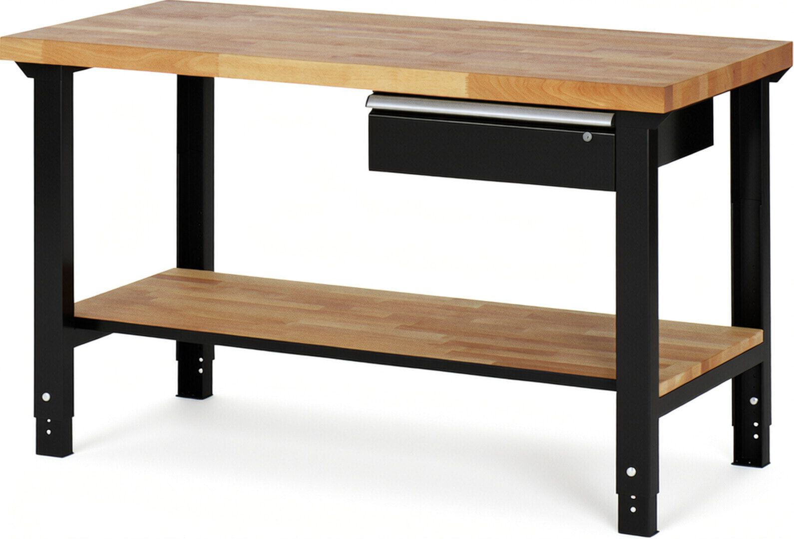 Werkbank mit Ablage - 1 Schublade - 150:1 - höhenverstellbar 790 - 1.140 mm - 1.500 x 700 mm (BxT) - 750 kg - Buche - Anthrazitgrau