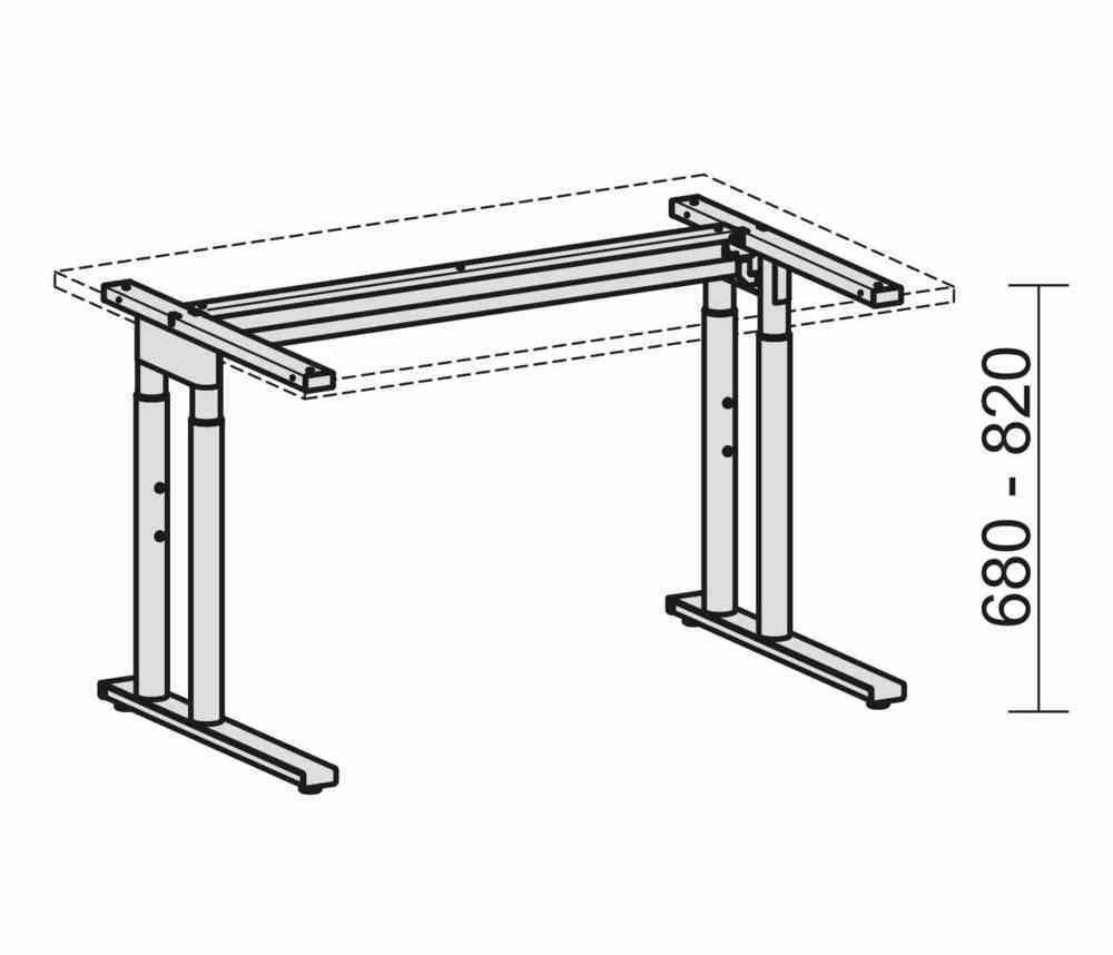 Eckschreibtisch, Ecke links, Füße einseitig verkürzt, C-Fuß Pro, höhenverstellbar, 680-820 x 1.600 x 1.200 mm (HxBxT), Dekor Ahorn