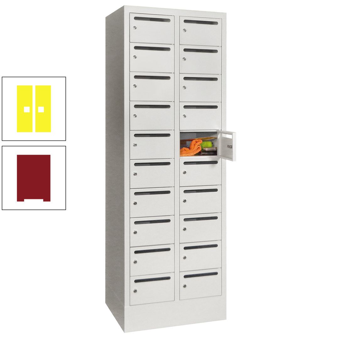 Postverteilerschrank, Schließfachschrank, 2 Abteile a 300 mm, 20 Fächer, 1.850 x 600 x 500 mm (HxBxT), Korpus anthrazitgrau, Front anthrazitgrau
