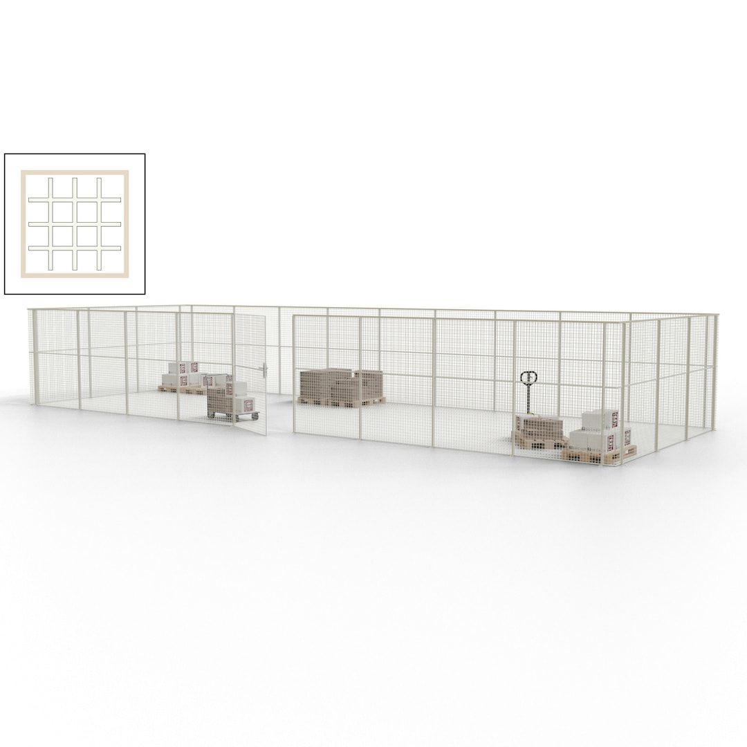 Maschinen Schutzgitter - Hallentrennwand - Sicherheitszaun - Tür - 36 m - 2.200 x 13.900 x 4.900 mm (HxBxT) - enzianblau