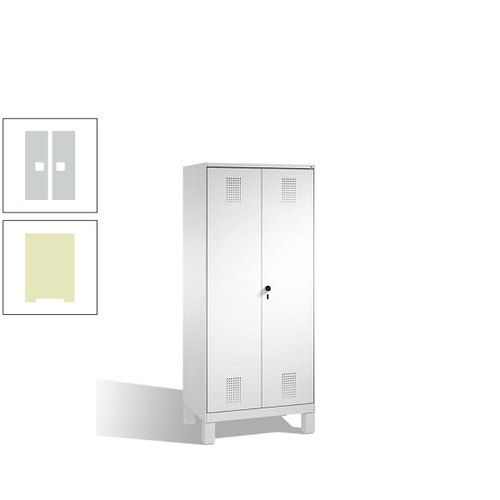 Doppel-Spind, Doppeltüren, Garderobenschrank mit Füßen, 2 Abteile a 400 mm, Korpus anthrazitgrau, Tür anthrazitgrau, 1.850 x 800 x 500 mm (HxBxT)