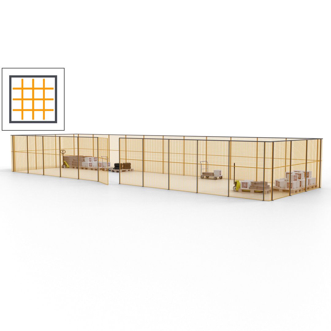 Maschinen Schutzgitter - Hallentrennwand - Sicherheitszaun - Tür - 42 m - 2.200 x 16.900 x 4.900 mm (HxBxT) - enzianblau
