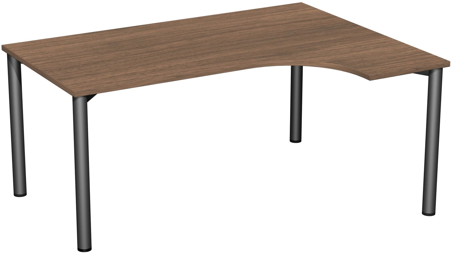 Eckschreibtisch - Ecke rechts - 4-Fuß Flex - 720 x 1.600 x 1.200 mm (HxBxT) - Gestell anthrazit - Ahorn