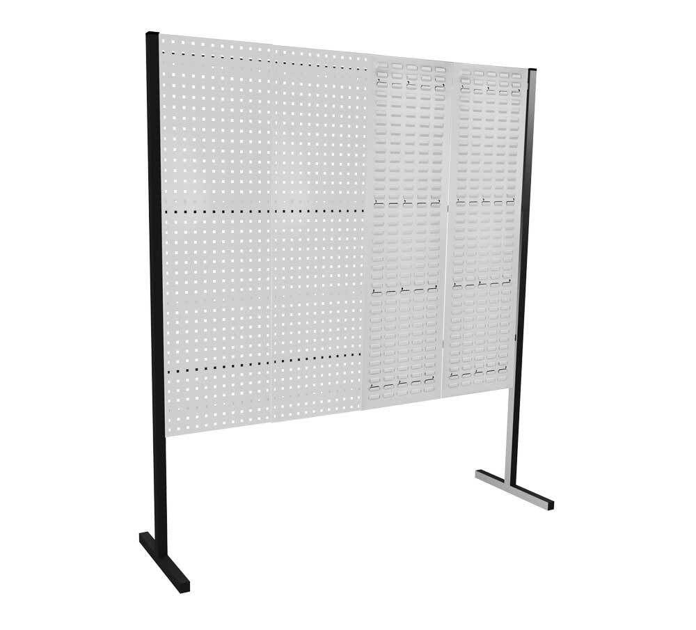 Modulare Trennwand, Werkzeugwand, Einzelfeld, 1 Loch- u. 1 Schlitzplatten, Plattenhöhe 1.500 mm, 2.000 x 1.000 mm (HxB), Anthrazit