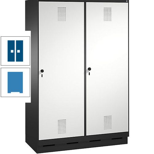Doppel-Spind, Garderobenschrank, 2 Türen für 4 Abteile a 300 mm, Korpus anthrazitgrau, Türen anthrazitgrau, 1.800 x 1.200 x 500 mm (HxBxT)