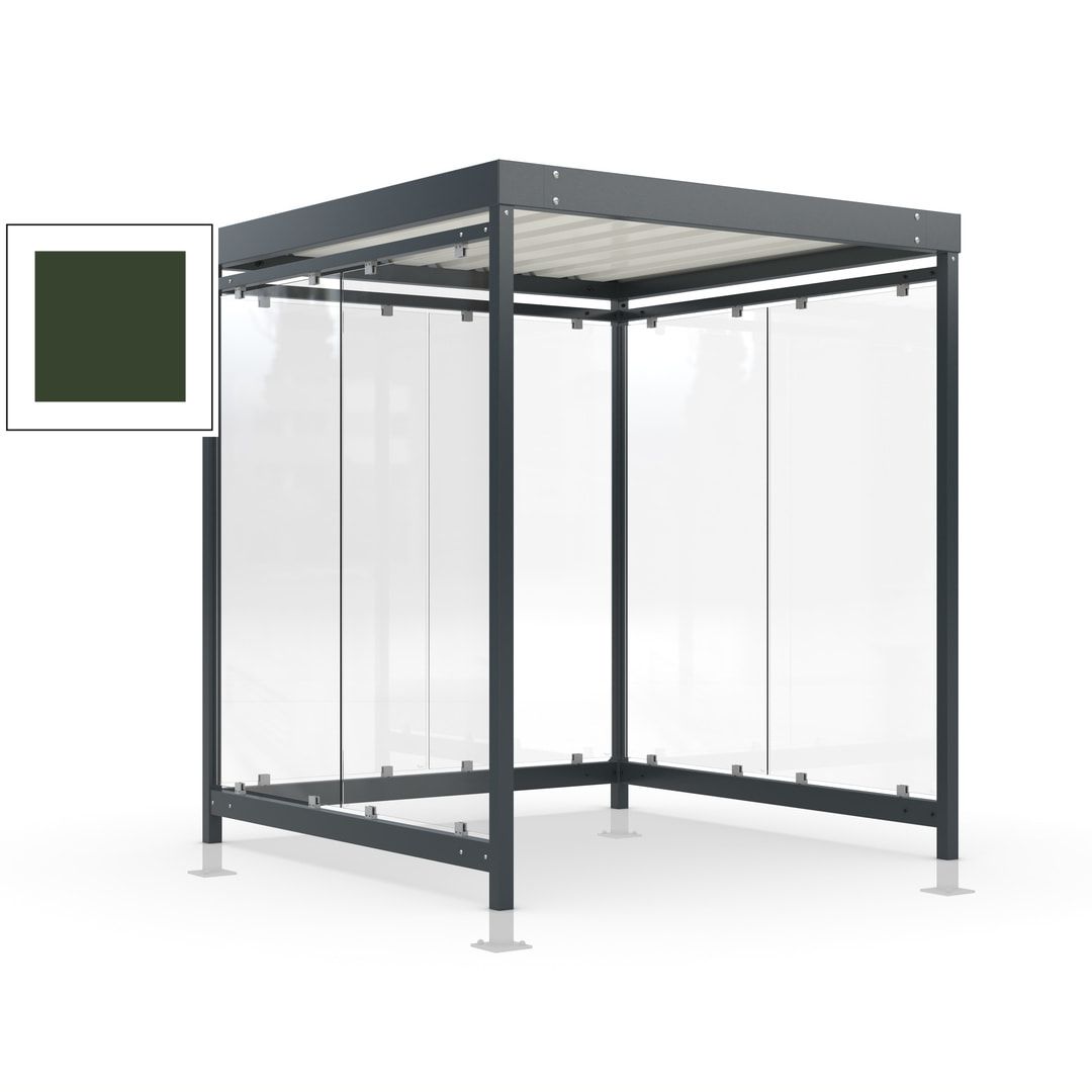 Raucherunterstand, Bushaltestelle, Bausatz, mit Überpflasterung, 6-7 Personen, 6 Wände, 2.440 x 2.165 x 2.165 mm (HxBxT), Achatgrau