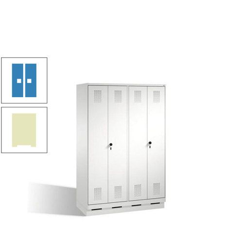 Doppel-Spind, Doppeltüren, Garderobenschrank mit Sockel, 4 Abteile a 300 mm, Korpus anthrazitgrau, Tür anthrazitgrau, 1.800 x 1.200 x 500 mm (HxBxT)