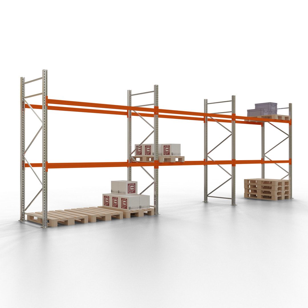 Palettenregal - 1,5 t - 2,0 x 11,3 x 1,1 m - 4 Felder - Schwerlastregal VKfrei