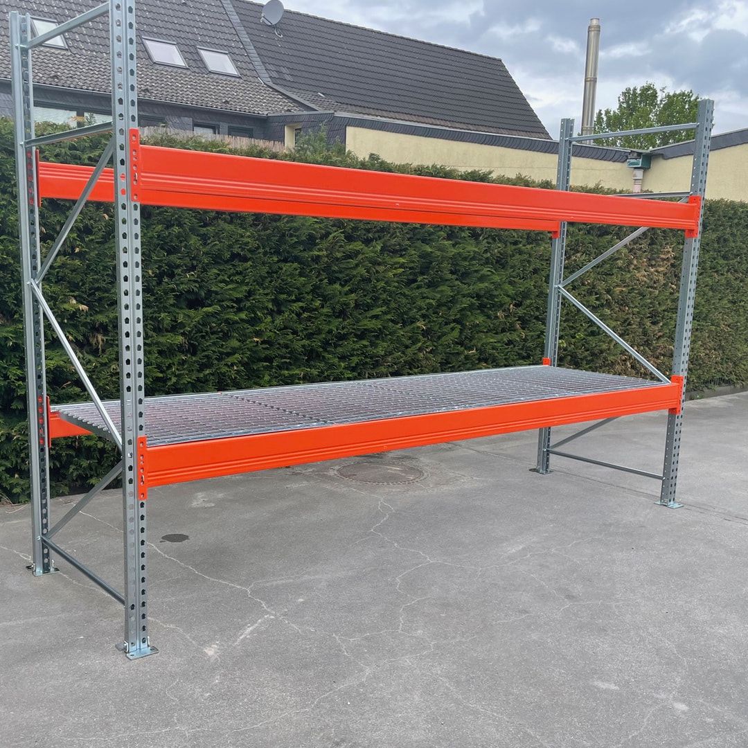 1 x Gitterrostboden für Palettenregale, Fachbreite 3.600, Tiefe 1.100 mm, feuerverzinkt, 1000 kg je Quadratmeter, Gitterroste, Gitterrosteinlagen