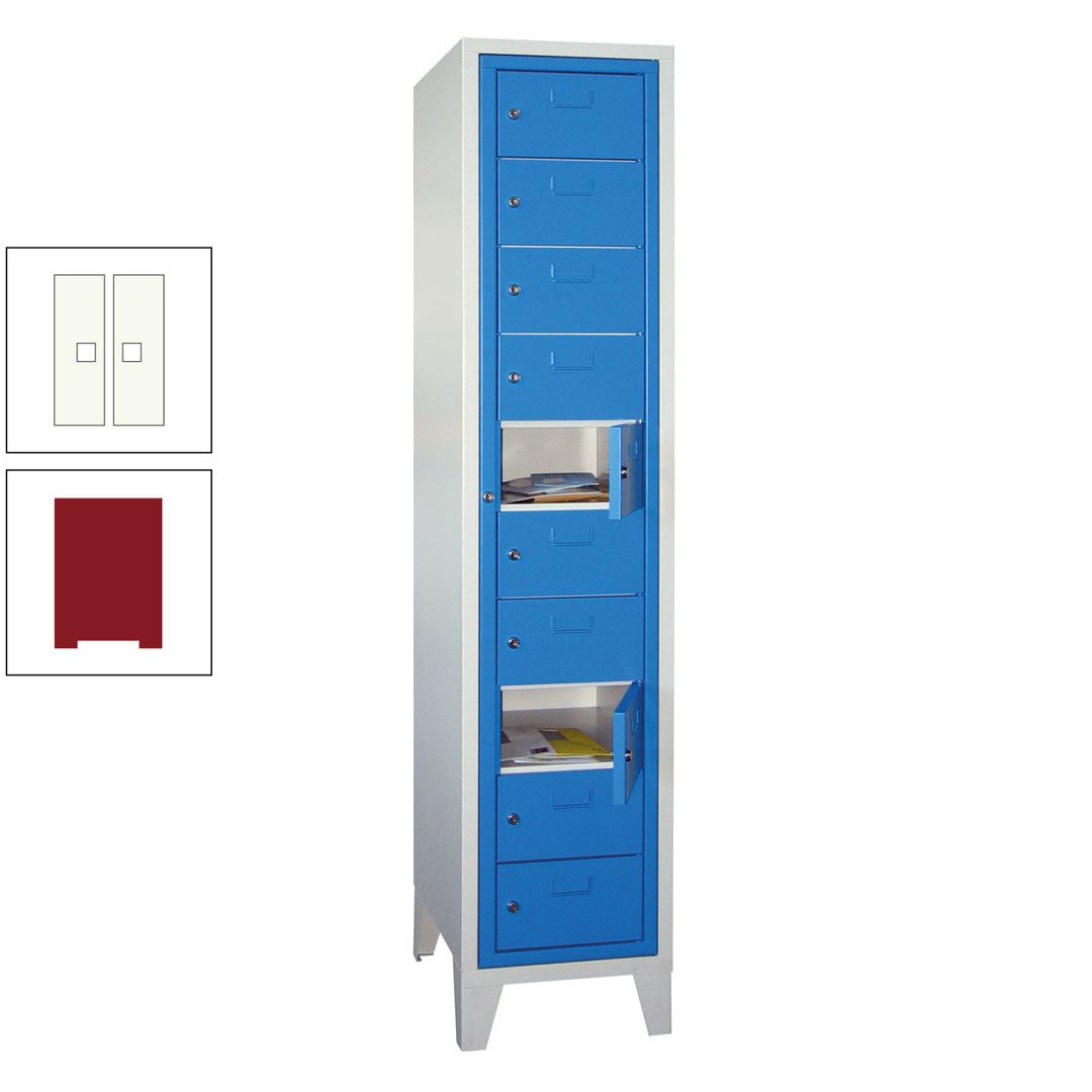 Schließfachschrank - Wäscheausgabeschrank - 10 Fächer a 315 mm - 1.850x400x500 mm (HxBxT) - Füße - Zylinderschloss - anthrazitgrau