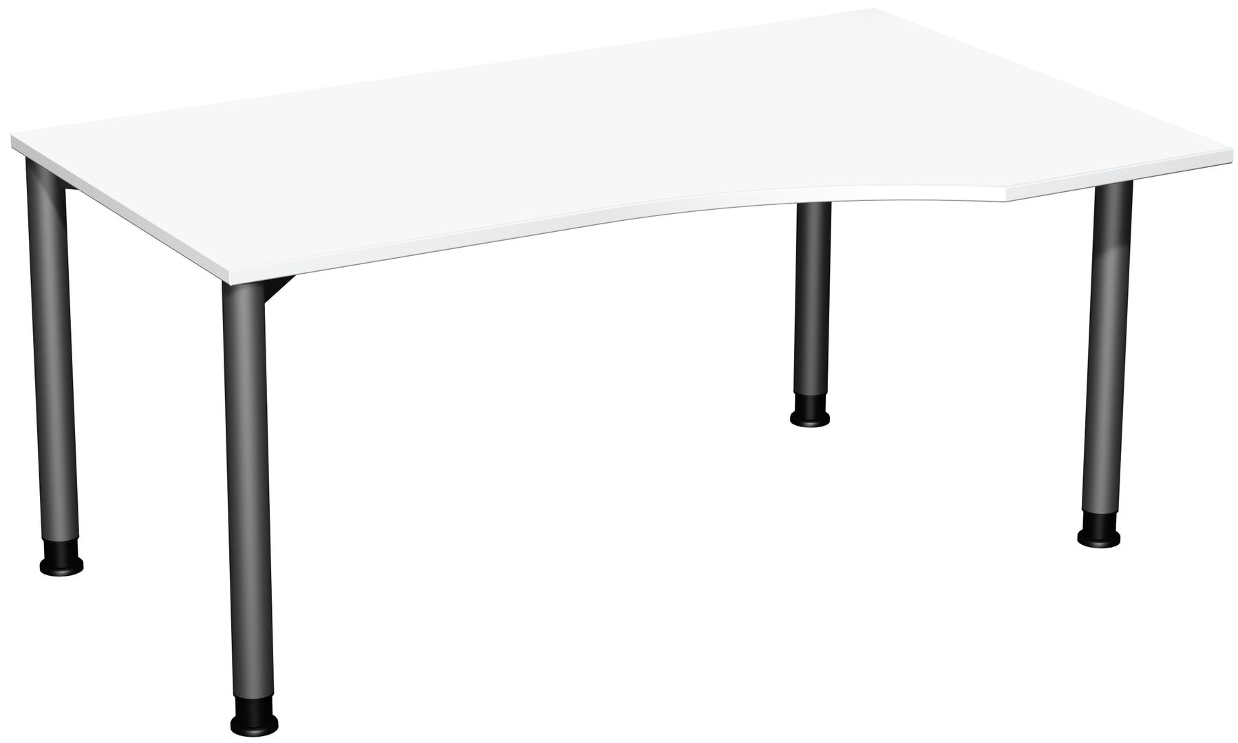 Eckschreibtisch mit einseitig verkürzten Füßen, 4-Fuß Flex, Ecke rechts, Höhe 680-800 mm, 1.600 x 1.000 mm (BxT), Gestell anthrazit, Ahorn