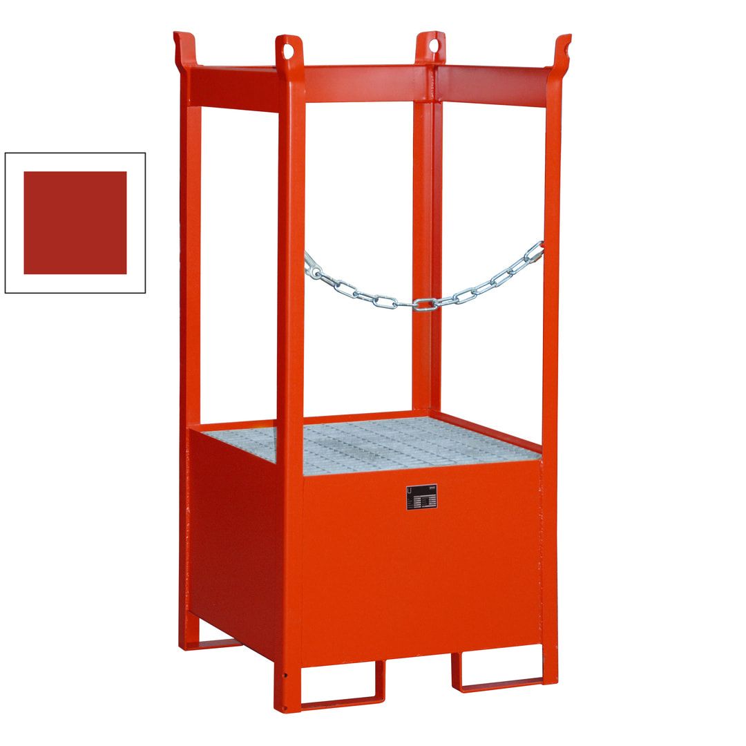 Fass-Stapelpalette - für 1 x 200-l-Fass - Volumen 210 l - 1.590 x 760 x 760 mm (HxBxT) - offene Seiten - feuerrot