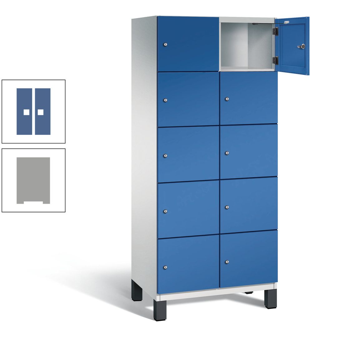 Fächerschrank, Stahlschrank, 10 Fächer, Türöffnungsbegrenzer, Füße, 1.980 x 800 x 525 mm (HxBxT), Korpus anthrazitgrau, Front anthrazitgrau