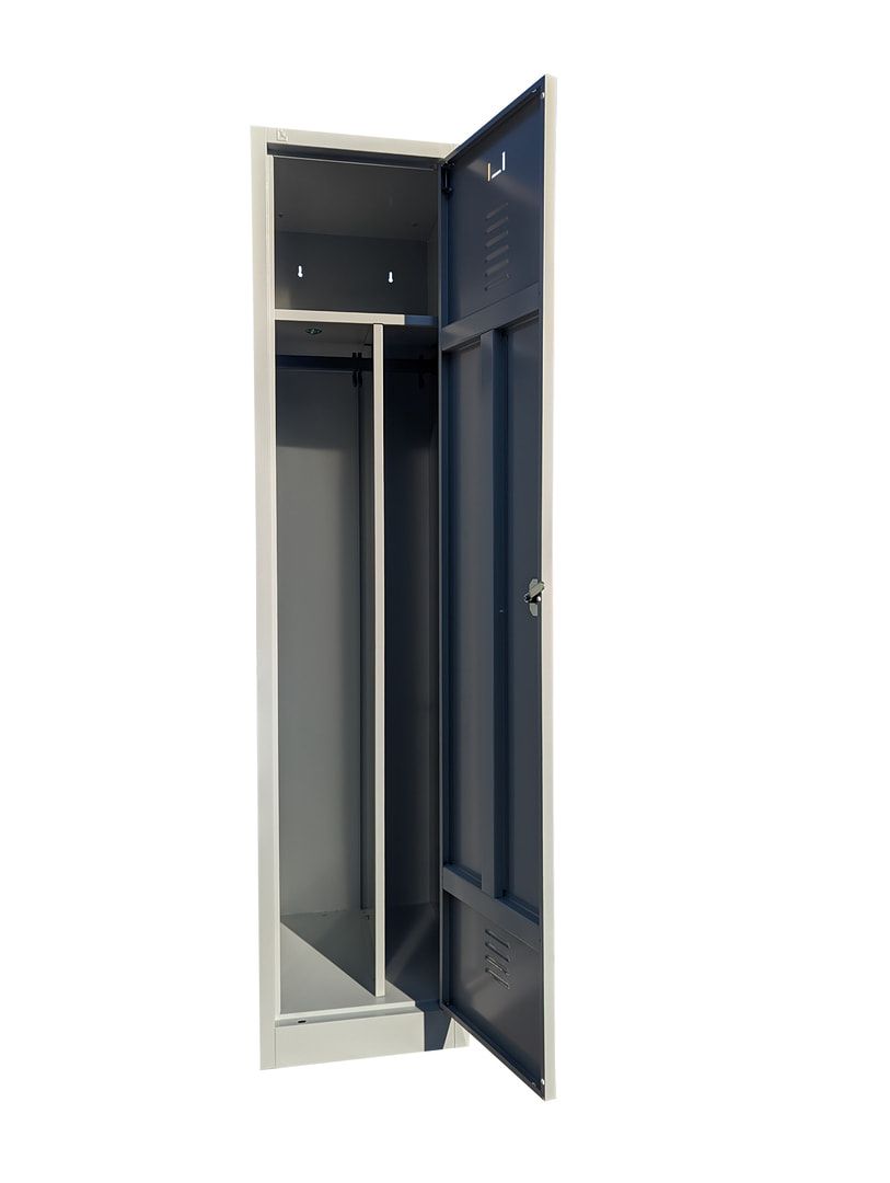 Garderobenschrank, Garderobenspind, 1 Abteil, 1.800 x 415 x 500 mm (HxBxT), Stahl, Korpusfarbe: lichtgrau, Frontfarbe: anthrazitgrau
