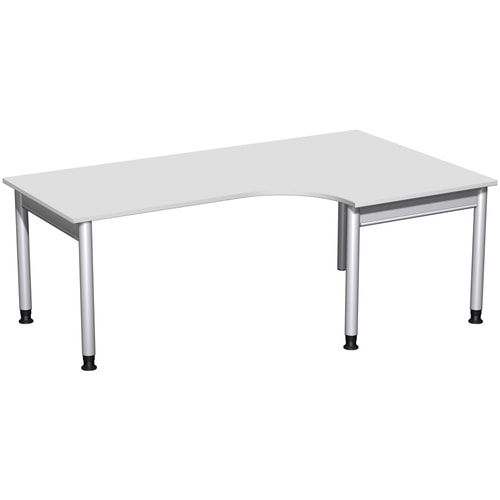 Eckschreibtisch, Eckteil 800 mm, rechts, Füße einseitig verkürzt, 4-Fuß Pro, höhenverstellbar, 680-800 x 1.600 x 1.200 mm (HxBxT), Dekor Ahorn