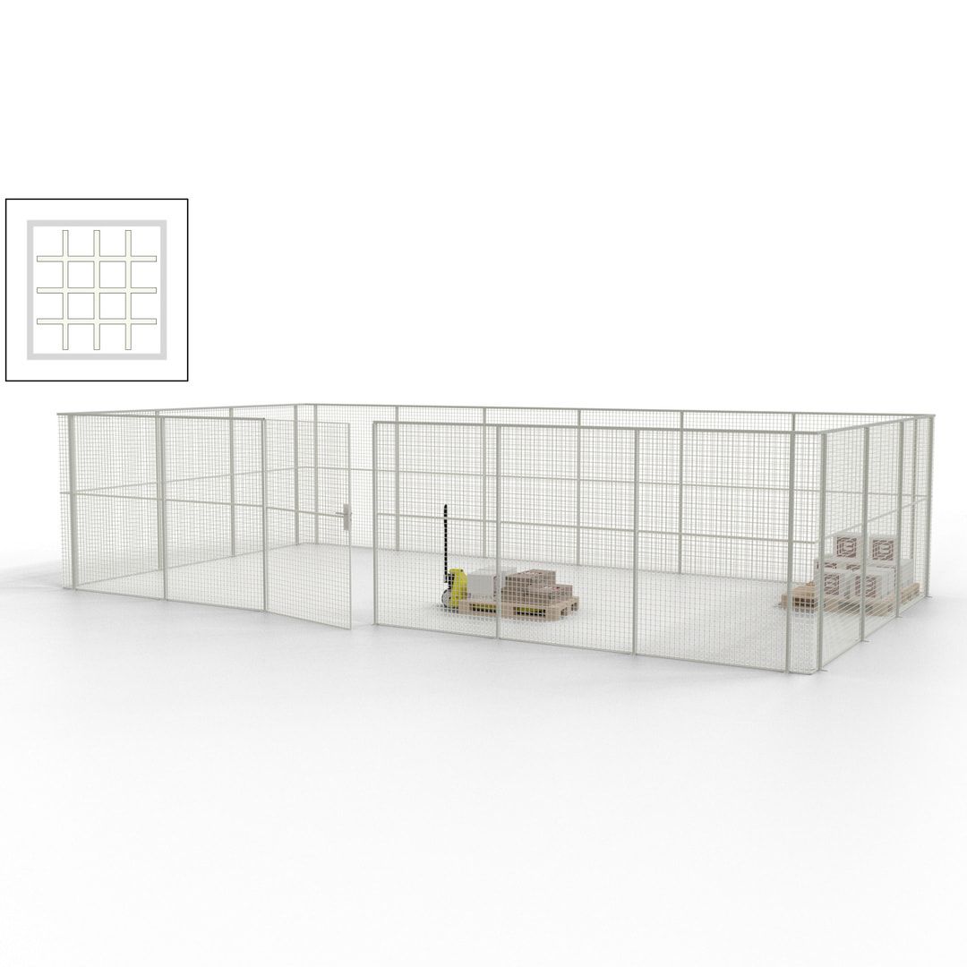 Maschinen Schutzgitter - Hallentrennwand - Sicherheitszaun - Tür - 27 m - 2.200 x 9.400 x 4.900 mm (HxBxT) - enzianblau