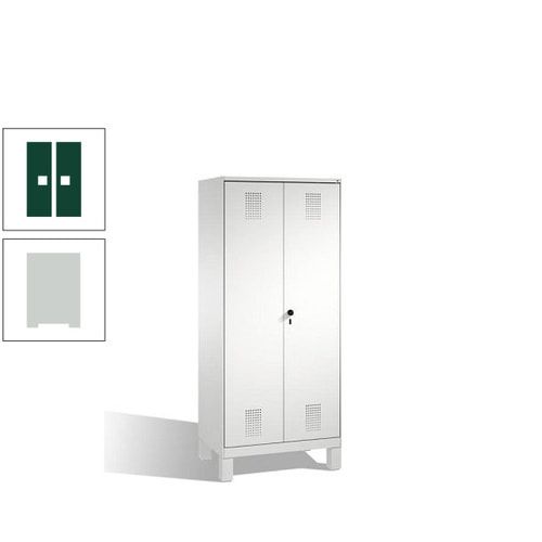 Doppel-Spind, Doppeltüren, Garderobenschrank mit Füßen, 2 Abteile a 400 mm, Korpus anthrazitgrau, Tür anthrazitgrau, 1.850 x 800 x 500 mm (HxBxT)