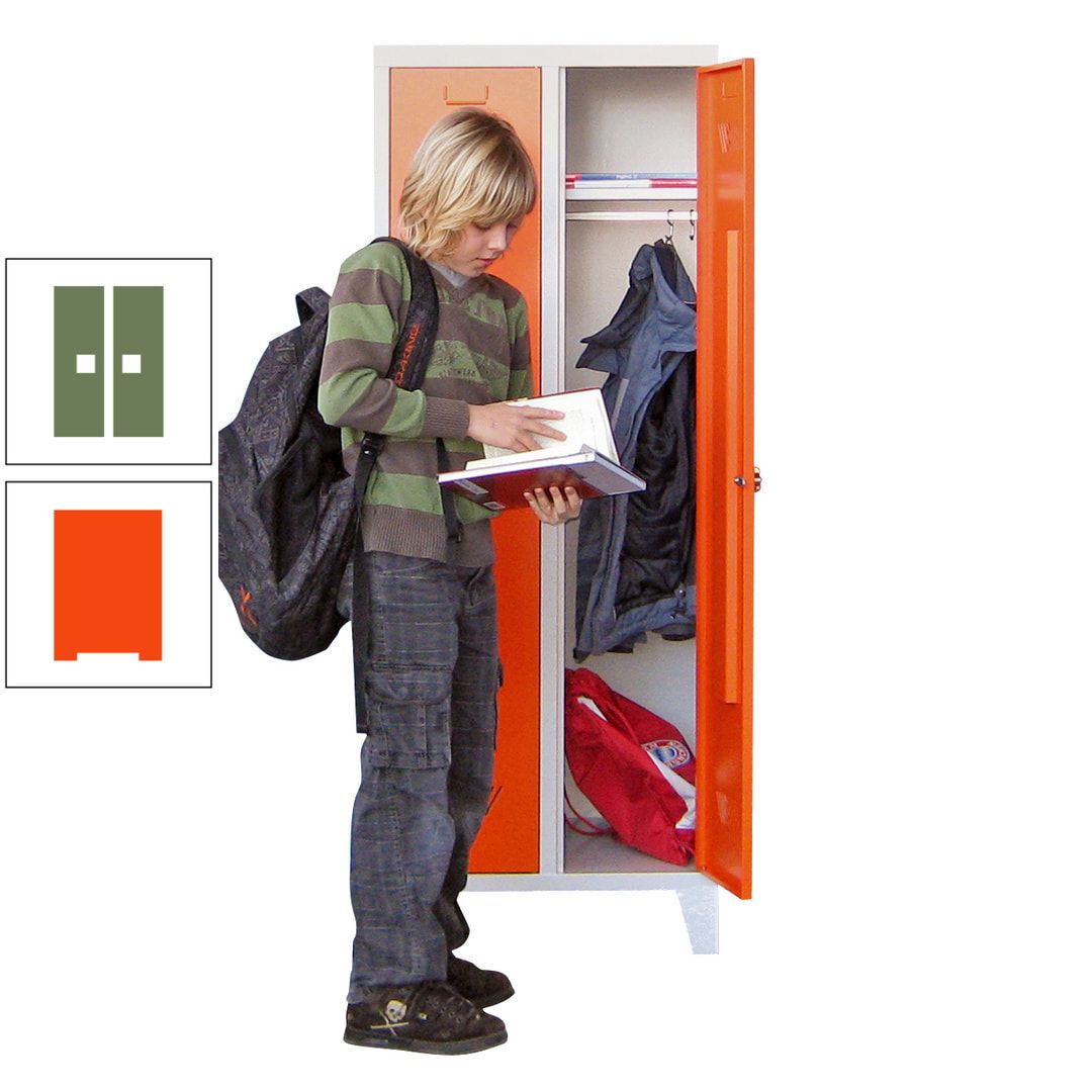 Spindschrank f. Schulen - mit Füßen - Höhe 1.600 mm - 3 Abteile a 300 mm - Drehriegel - anthrazitgrau