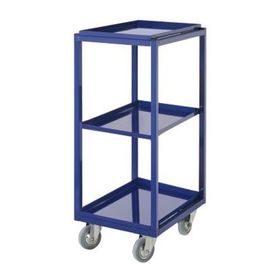 Kommissionierwagen für Sichtlagerkästen, Traglast 230 kg, Ladefläche 480 x 328 mm, 3 Etagen, Farbe enzianblau, Ausführung wählbar