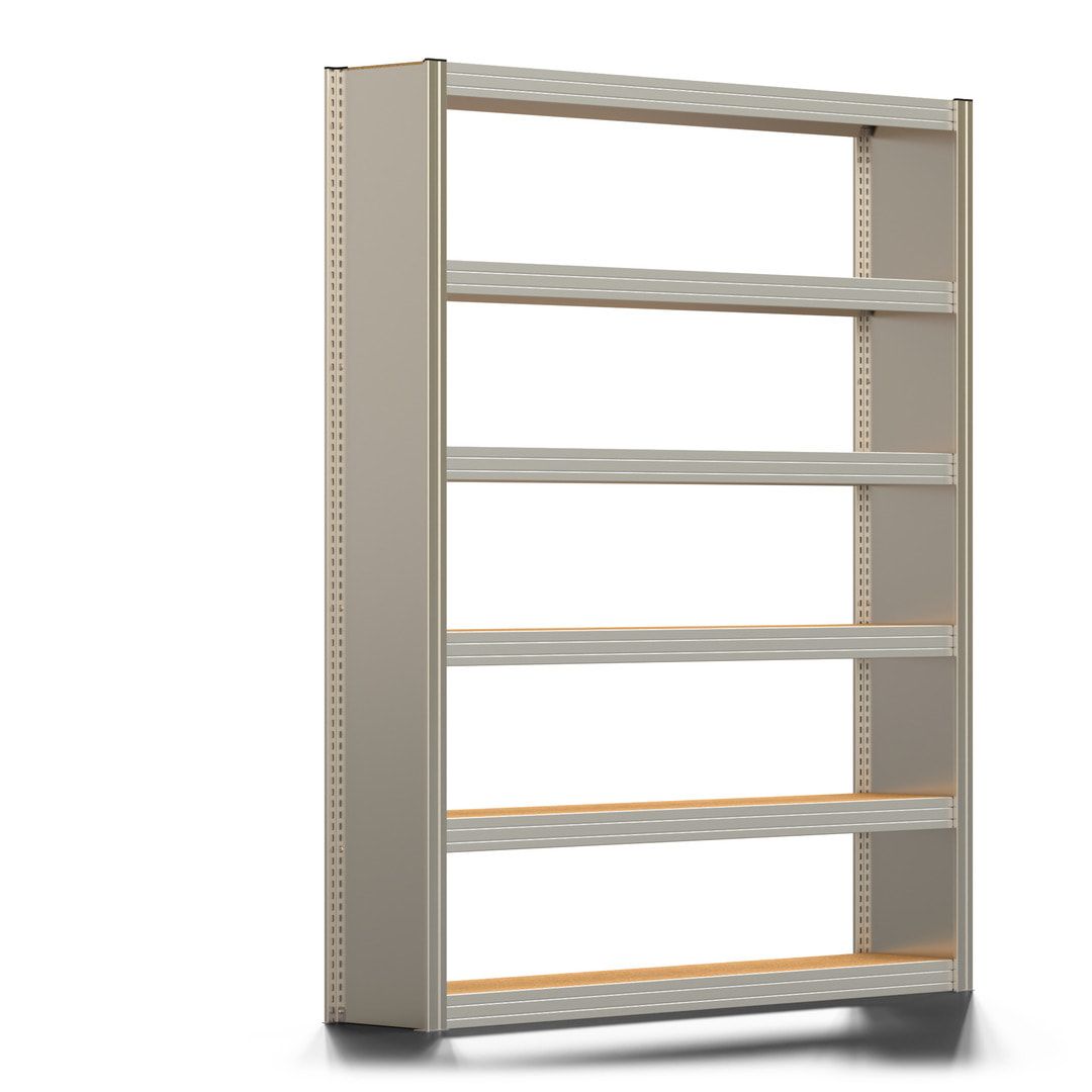 Archivregal mit Holzböden - Seitenwand - 6 Ebenen - 250 kg - 2.075 x 1.695 x 300 mm (HxBxT) - Anbauregal - verzinkt - Steckregal BERT