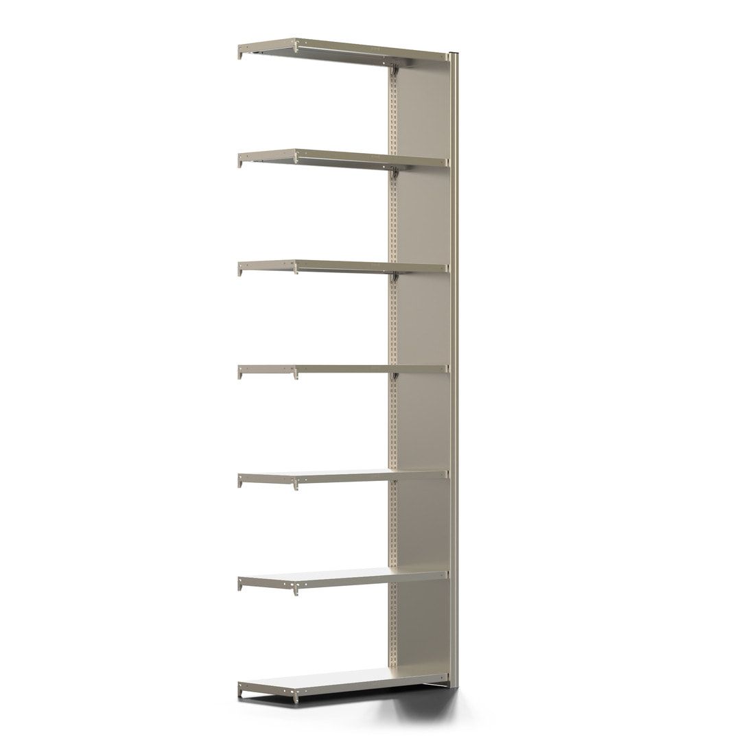 Fachbodenregal mit Seitenwand - 350 kg - 3.000 x 1.005 x 400 mm (HxBxT) - Anbauregal - 7 Böden - verzinkt - Lagerregal - Steckregal - BERT
