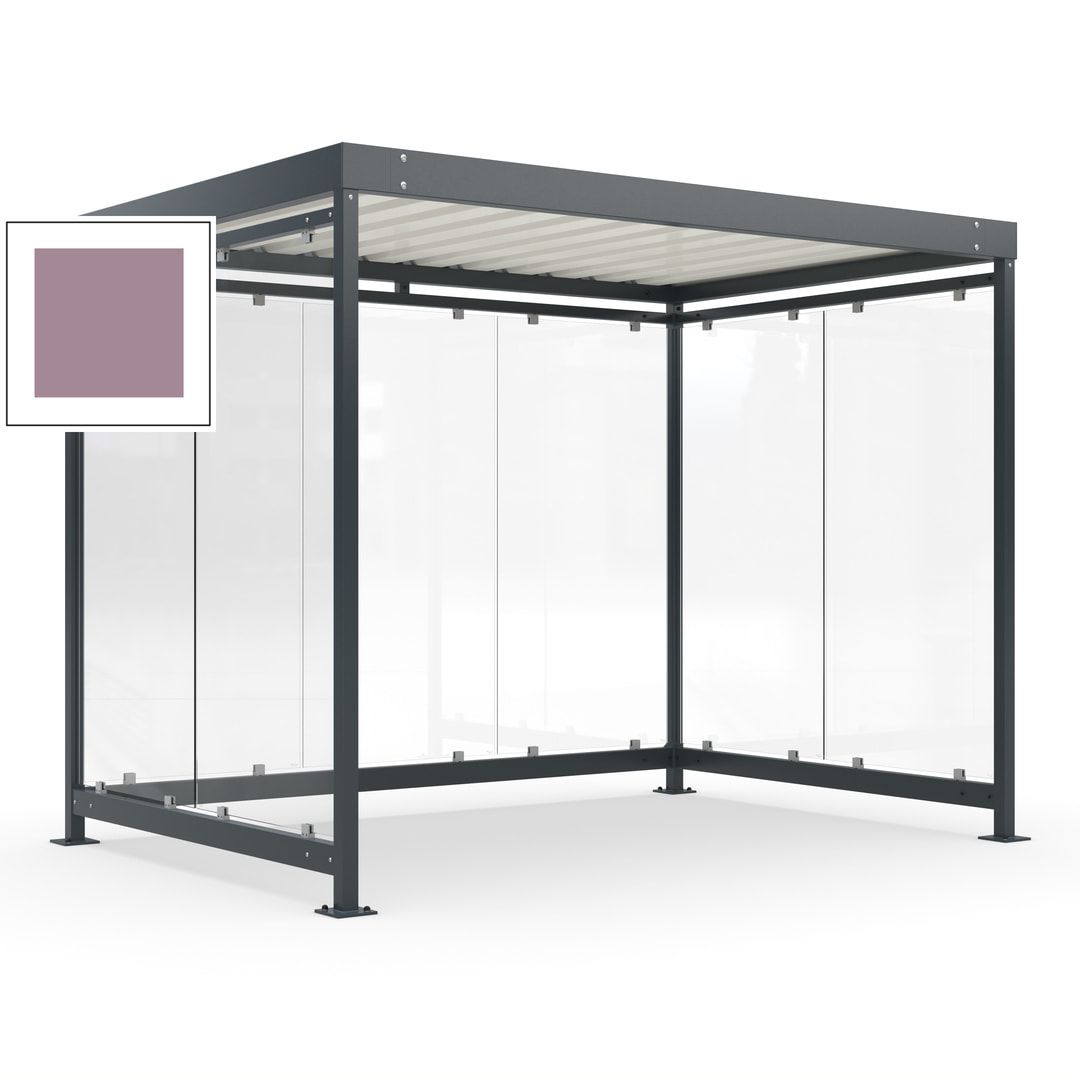 Raucherunterstand, Bausatz, Fahrgastunterstand, Bushaltestelle, 2.510 x 3.180 x 2.165 mm (HxBxT), 7 Wände, Achatgrau