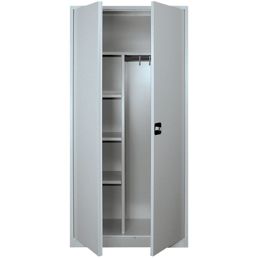 Mehrzweckschrank, Stahlschrank, 2 Abteile, 5 Fächer, 1.950 x 925 x 422 mm (HxBxT), Kleiderstange, Stahl, Korpus: lichtgrau, Front: anthrazitgrau