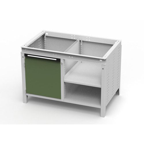 OTTOKIND Werkbank - bündige Arbeitsplatte - 850 x 1.150 x 750 mm (HxBxT) - Schrank - 2 Ablageböden - lichtgrau