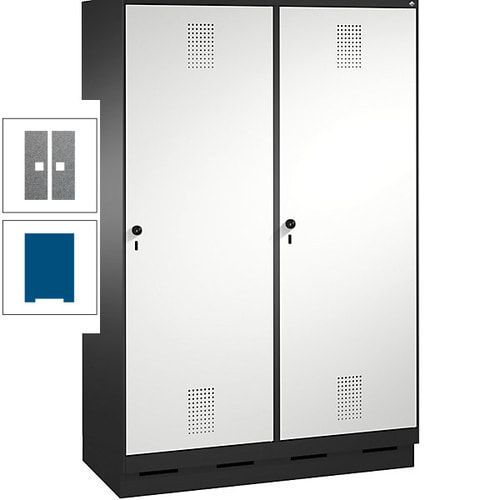 Doppel-Spind, Garderobenschrank, 2 Türen für 4 Abteile a 300 mm, Korpus anthrazitgrau, Türen anthrazitgrau, 1.800 x 1.200 x 500 mm (HxBxT)