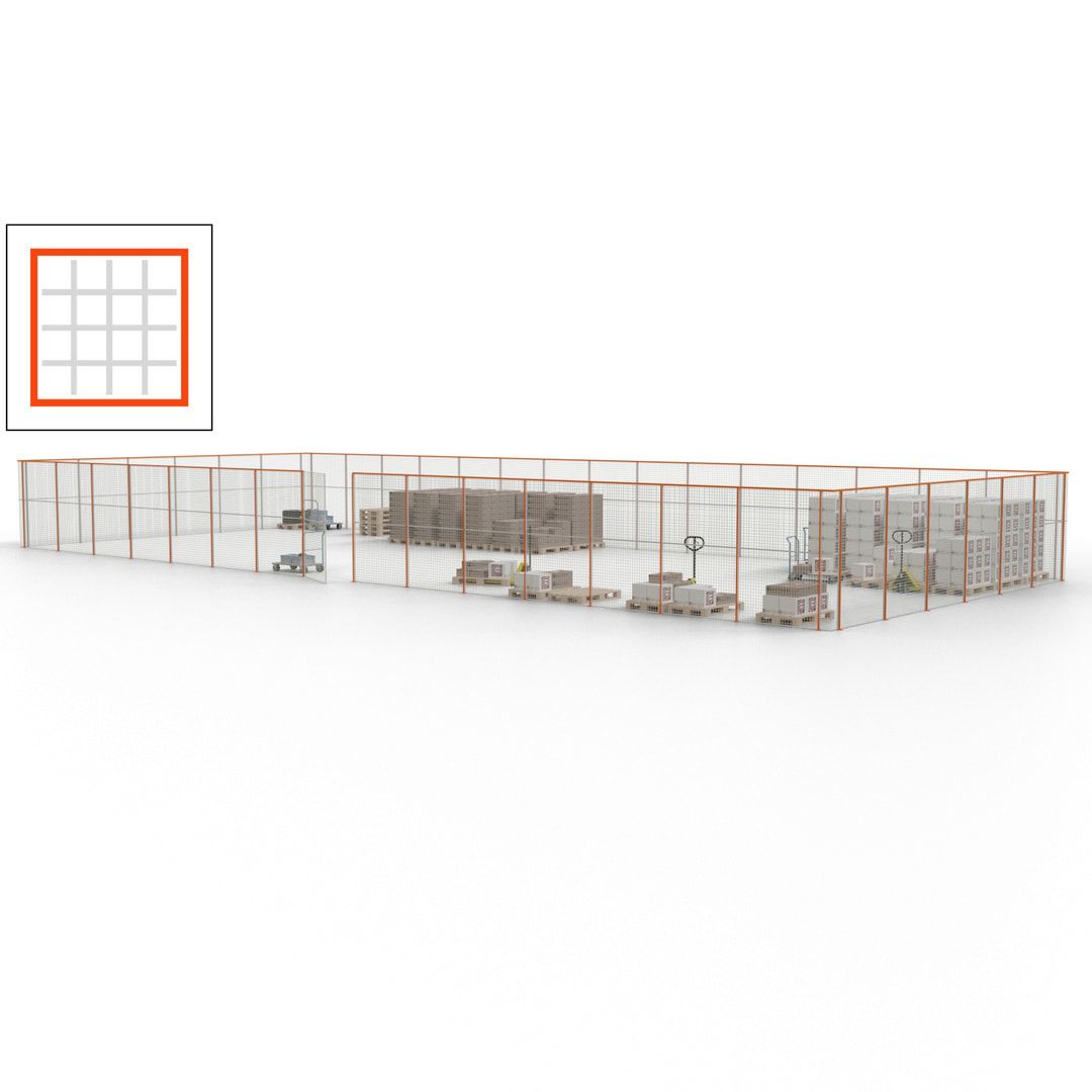 Maschinen Schutzgitter - Hallentrennwand - Sicherheitszaun - Tür - 63 m - 2.200 x 22.900 x 9.400 mm (HxBxT) - enzianblau